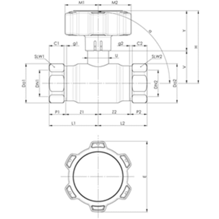BROEN Full Flow Galvanized, 18x18, DN15, High, Gear