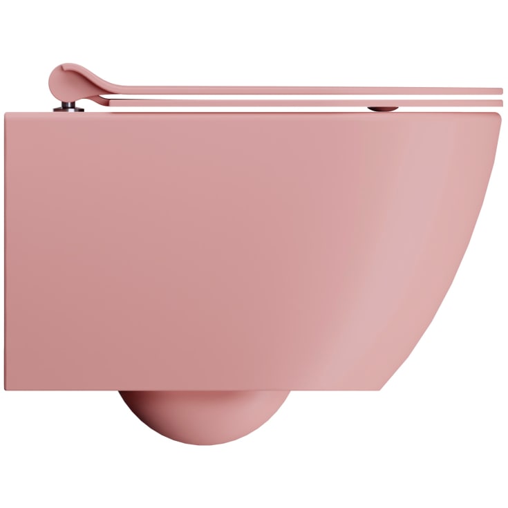 GSI Pura væghængt toilet, uden skyllekant, rengøringsvenlig, mat rosa