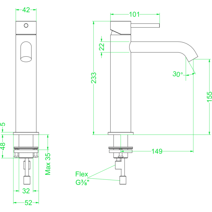 Ivy Concord håndvaskarmatur, stål