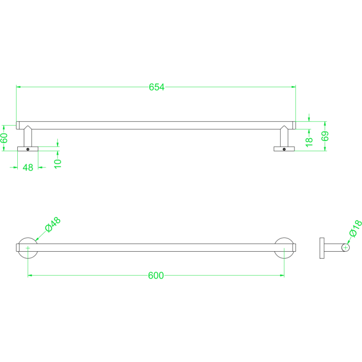 Ivy Concord håndklædestang, 65,4 cm, børstet nikkel