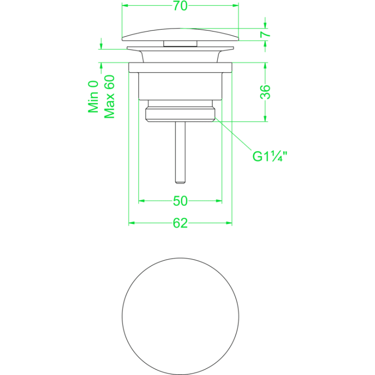 Ivy Concord bunnventil, ikke lukkbar, rustfritt stål