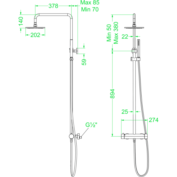 Ivy Concord 1 brusesæt, stål