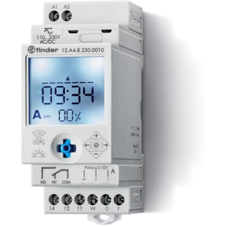 Switch klocka Astro 230V AC med 1 CO 16A och 0-10 VDC utgång och NFC