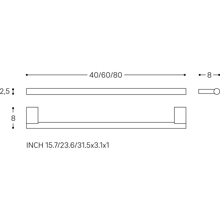 Cosmic Project håndklædestang, 60 cm, krom