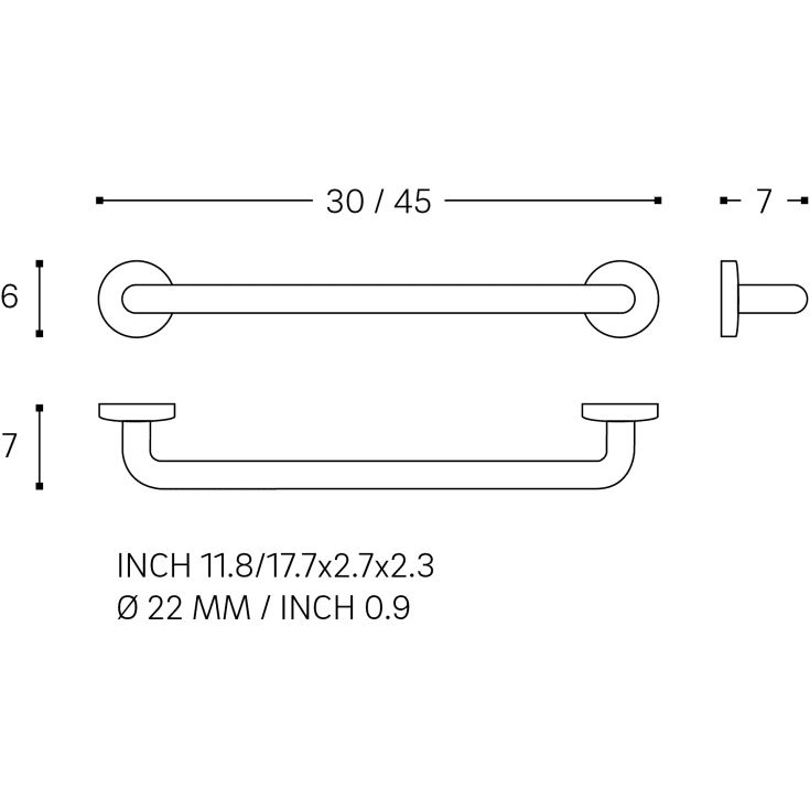 Cosmic Architect S+ støttegreb, 45 cm, mat sort