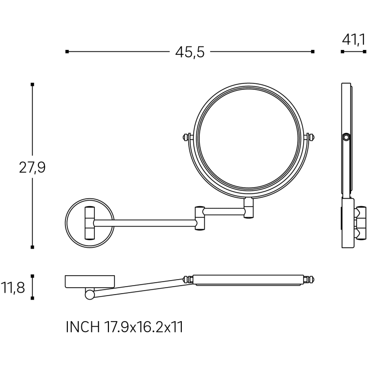 Cosmic Essentials makeup spejl, Ø22 cm, krom