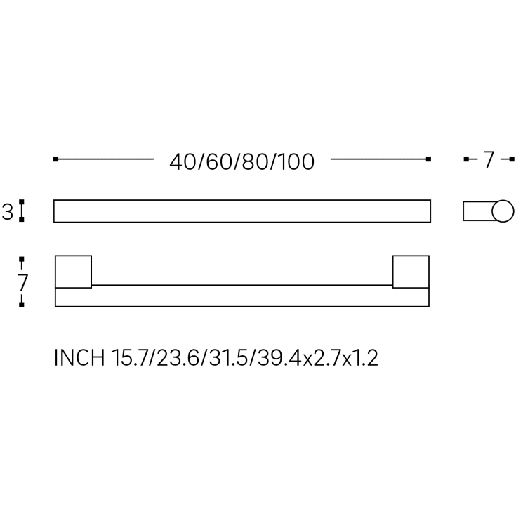 Cosmic Project støttegreb, 60 cm, krom