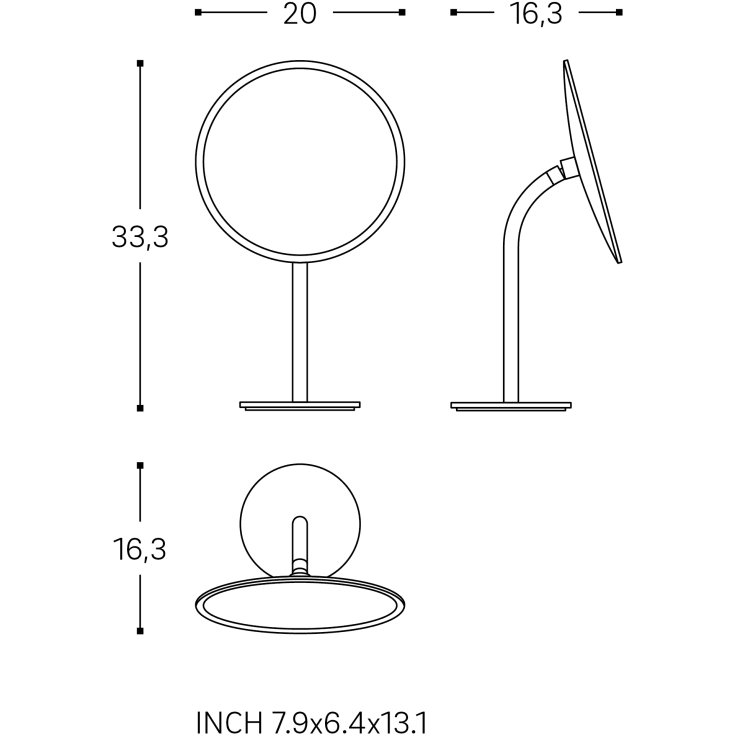 Cosmic BWC makeup spejl, Ø20 cm, mat sort