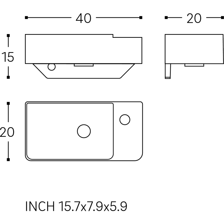 Cosmic Fancy håndvask, 40x20, højre, hvid