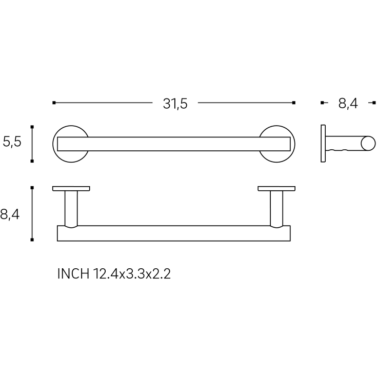 Cosmic Architect S+ håndklædestang, 31,5 cm, børstet kobber pvd