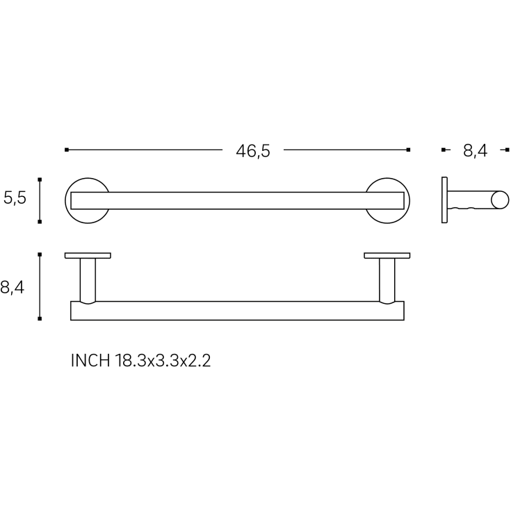Cosmic Architect S+ håndklædestang, 46,5 cm, børstet kobber pvd