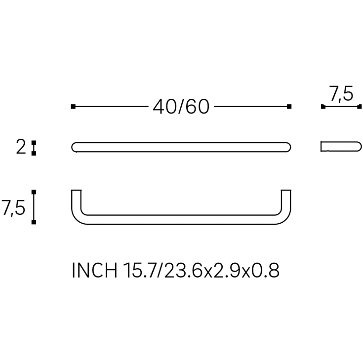 Cosmic BWC håndklædestang, 40 cm, mat sort