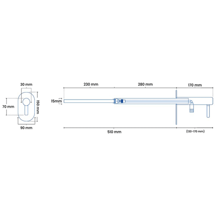 Frostline Duo wall udendørshane, til 30-55 cm væg, sort