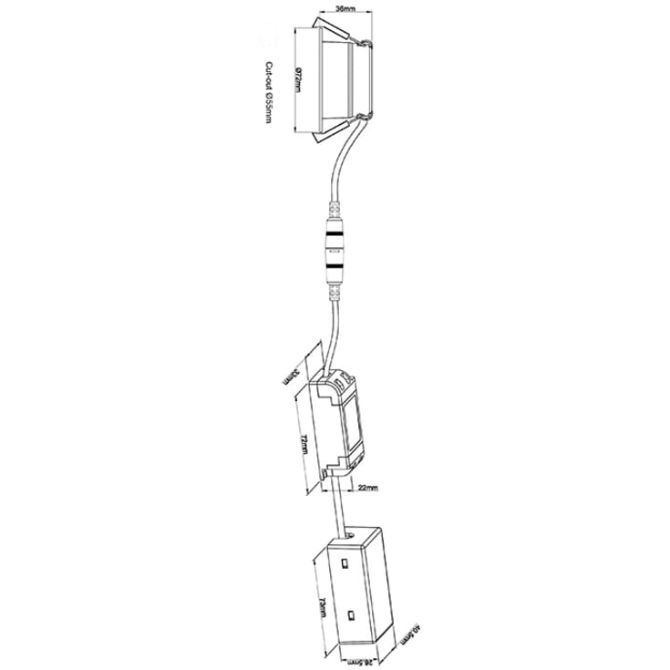 Hilux D3 Tilt360 indbygningsspot, 6W, 2700K, sort