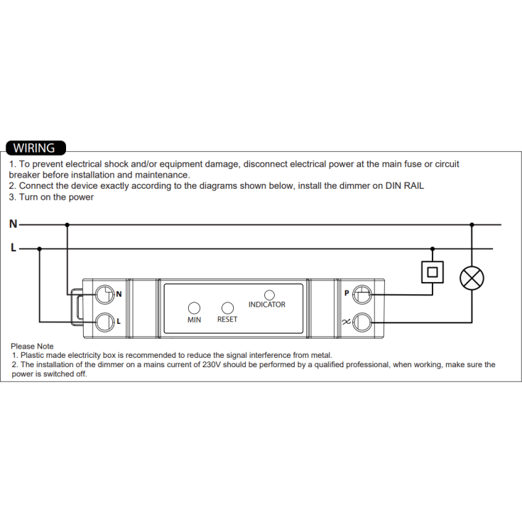 Hilux Zigbee DIN-skena dimmer, 250W