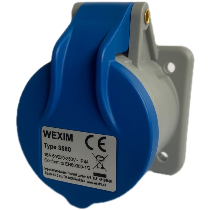 10 stk Wexim CEE vægudtag, 3P, 230V, 16A, IP44