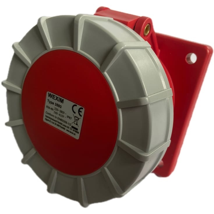 CEE Inbyggt Vägguttag Rak 63A 5P 400V IP67