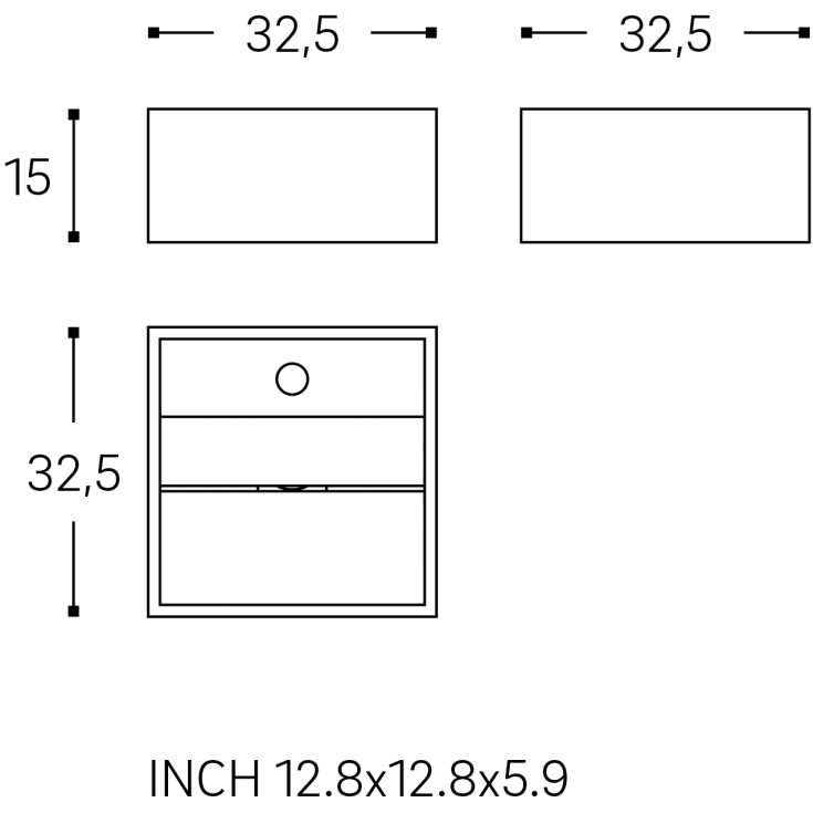 Cosmic Compact håndvask, 32,5x32,5 cm, mat hvid