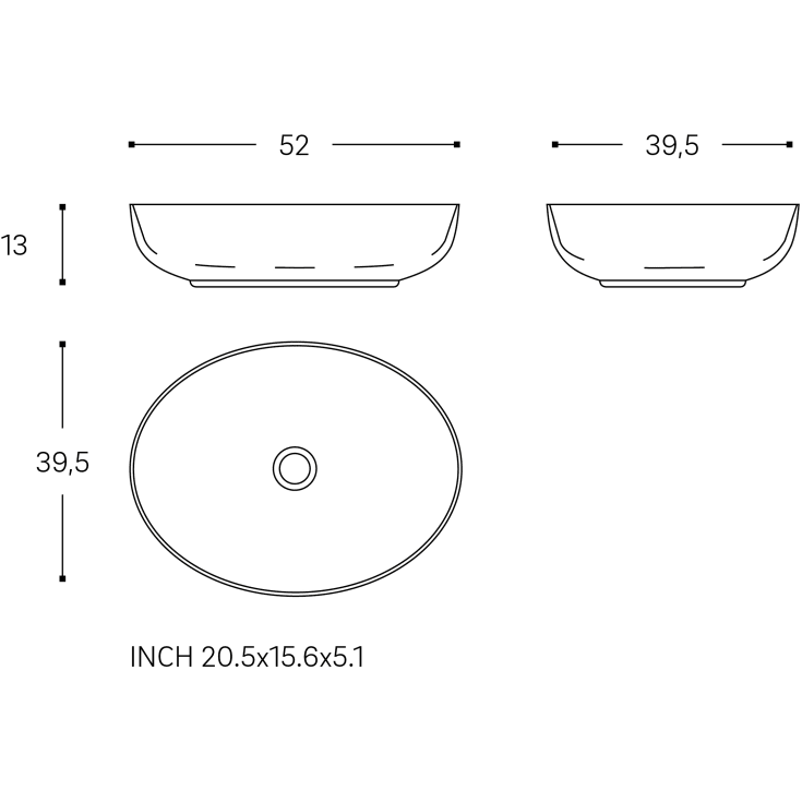 Cosmic Wish håndvask, 52x39,5 cm, mat blå