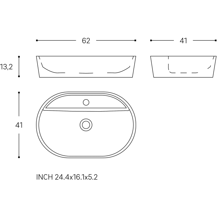 Cosmic Wish håndvask, 62x41 cm, mat sort