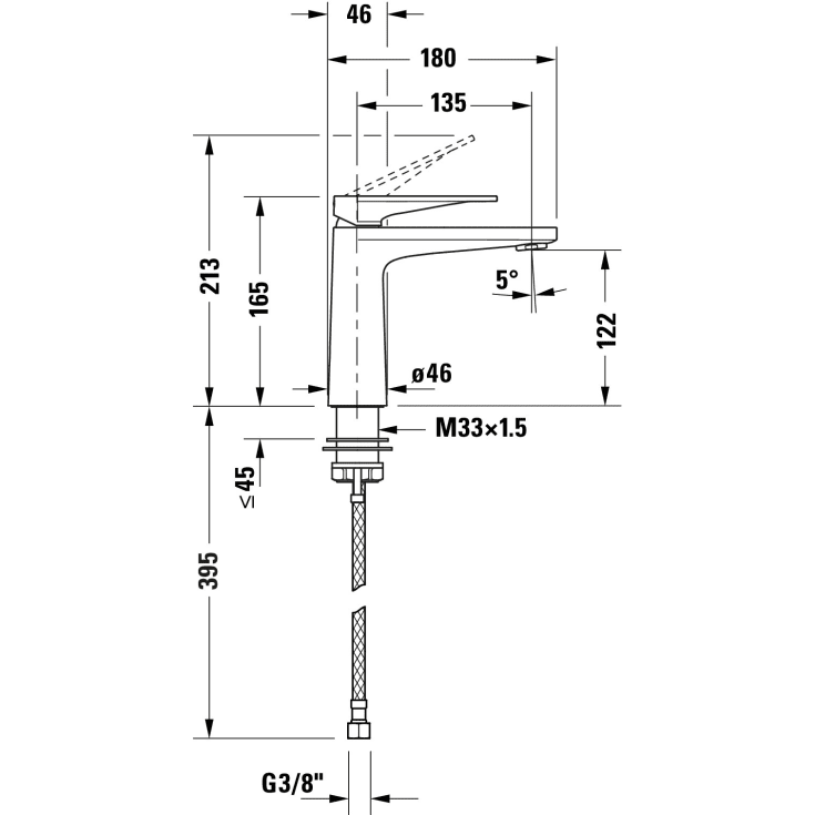 Duravit Tulum håndvaskarmatur medium, krom