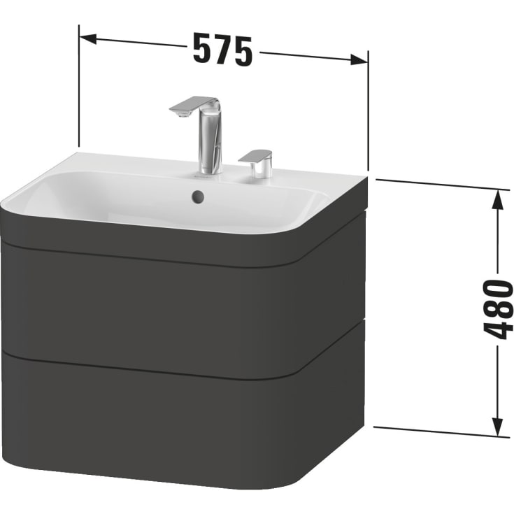Duravit Happy D.2 möbelpaket, 57,5x49 cm, ek