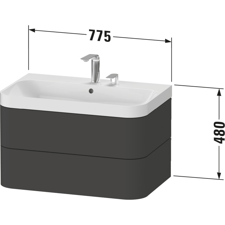 Duravit Happy D.2 møbelpakke, 77,5x49 cm, grafit