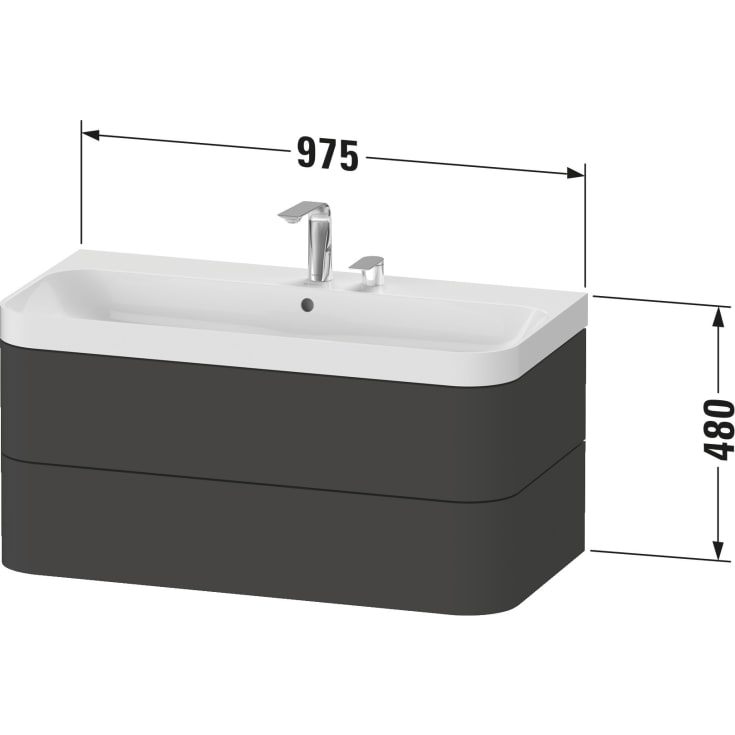 Duravit Happy D.2 møbelpakke, 97,5x49 cm, grafit
