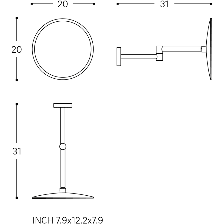 Cosmic Architect SP sminkespeil, Ø20 cm, børstet svart pvd
