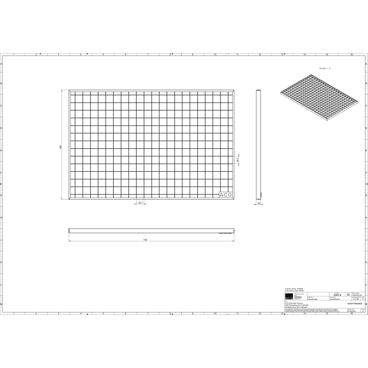 Aco Vario dørrist, 60x40 cm, galvaniseret