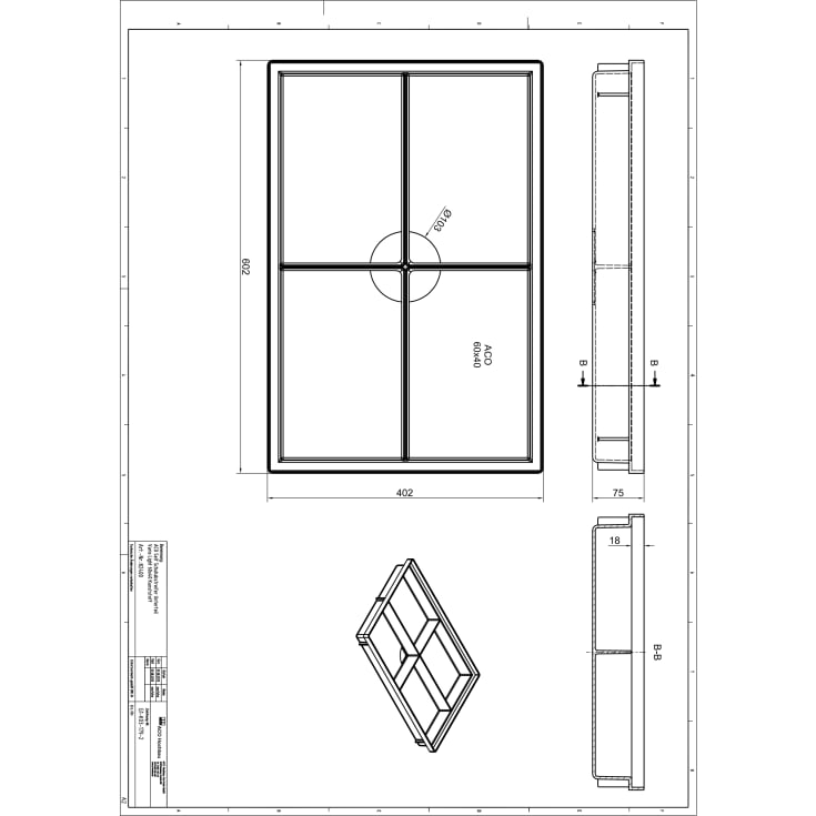 Aco Vario Light bottendel, 60x40 cm