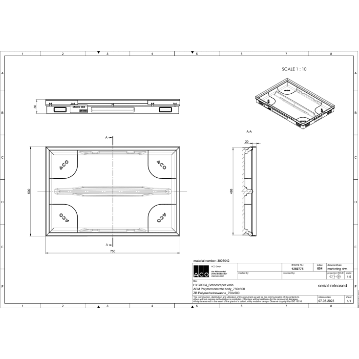 Aco Vario 2.0 Hybrid bundramme, 75x50 cm