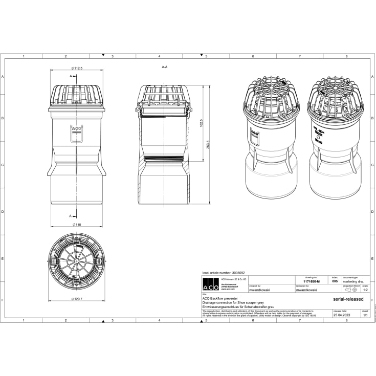 ACO Vario afløbstilslutning pakke, Ø110 mm