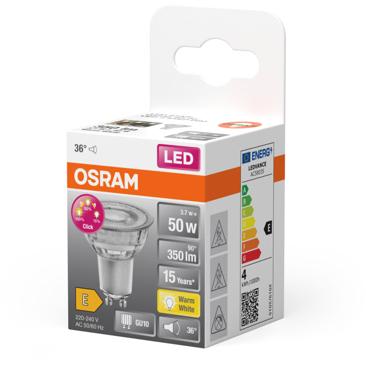 Ledvance Parathom GU10 spotlampa, 3-stegs dimmer, 3,7W