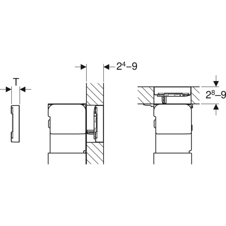 Geberit Omega 60 Square betjeningsplade, gråt glas