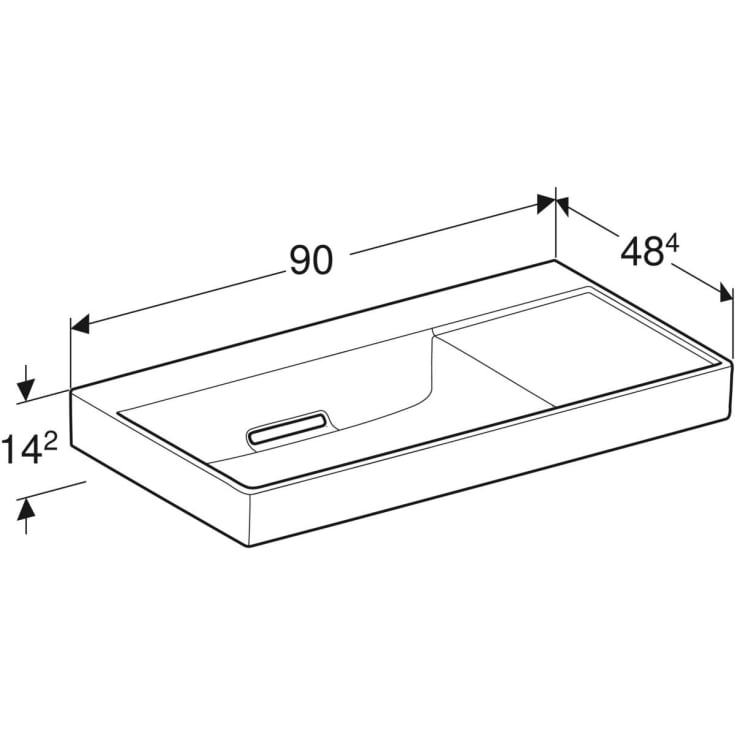 Geberit One servant, 90x48 cm, venstre. hvit
