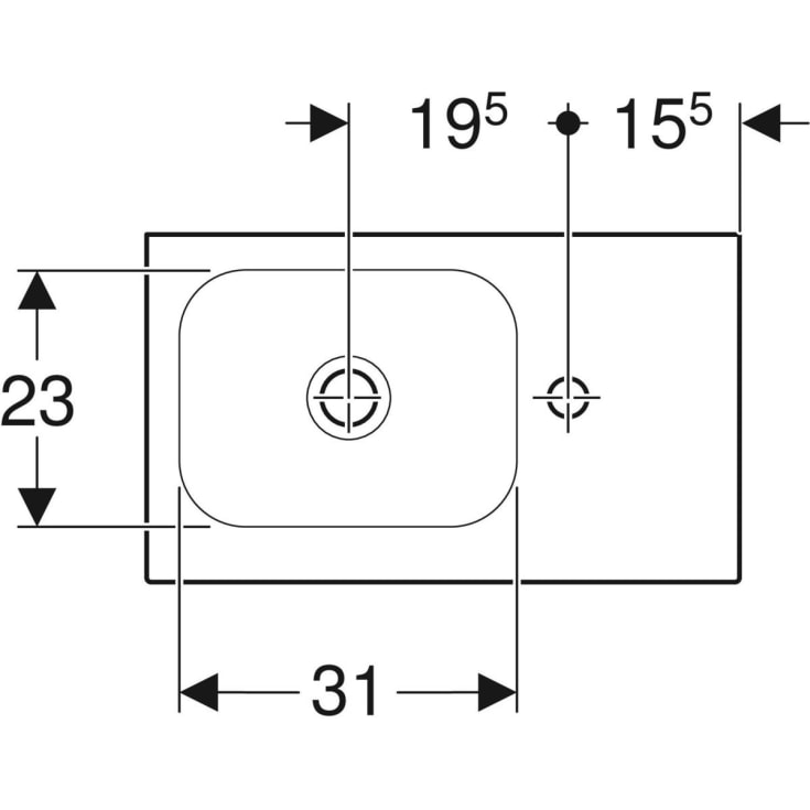 Geberit iCon Light håndvask, 53x31 cm, hvid
