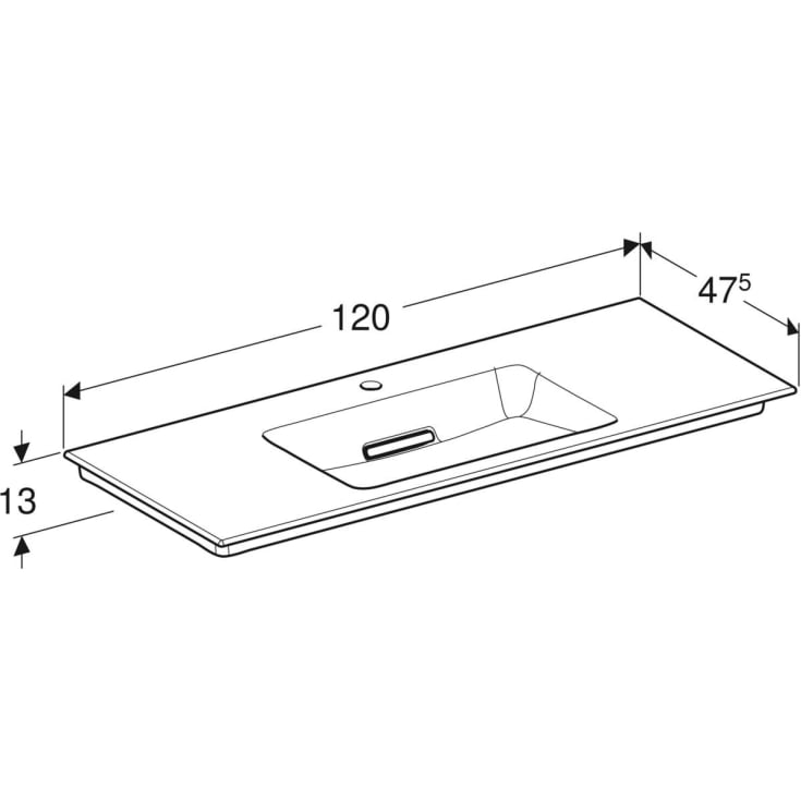 Geberit One håndvask, 119x48 cm, hvid