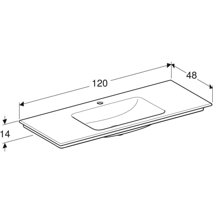Geberit One håndvask, 119x48 cm, hvid