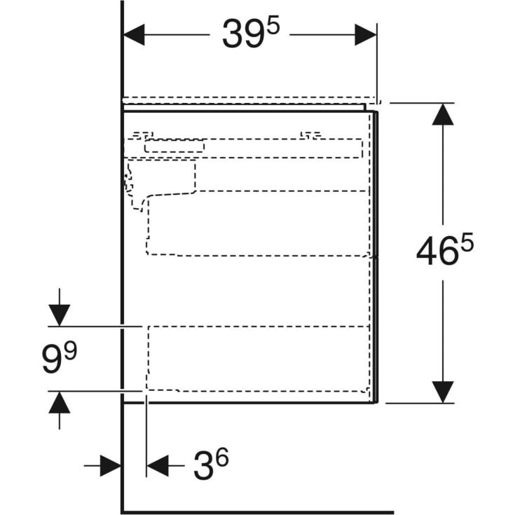 Geberit One underskab, 89,5x39,5 cm, højglans hvid