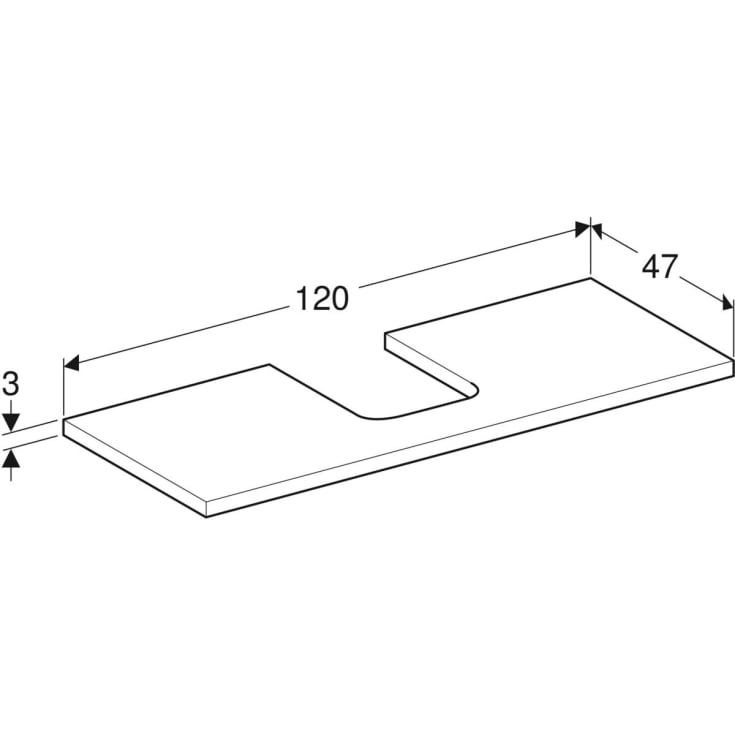 Geberit One benkeplate, 119x47,3 cm, eik