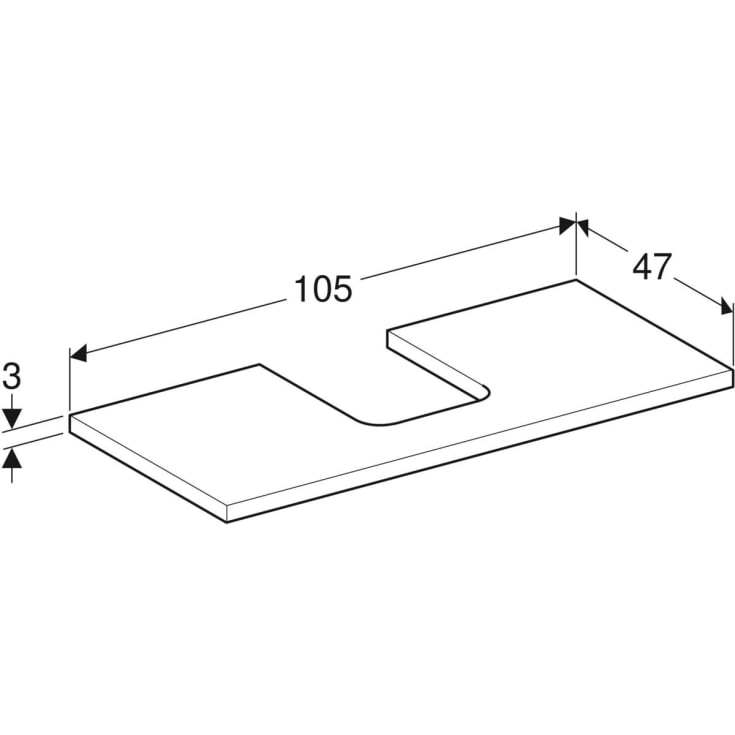 Geberit One bänkskiva, 104,2x47,3 cm, högglans beige