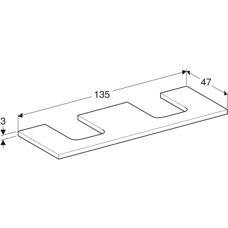 Geberit One bordplade, 133,8x47,3 cm, valnød