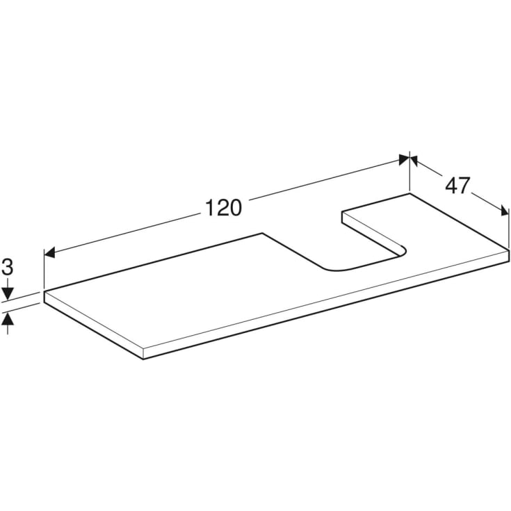 Geberit One bordplade, 119x47,3 cm, eg
