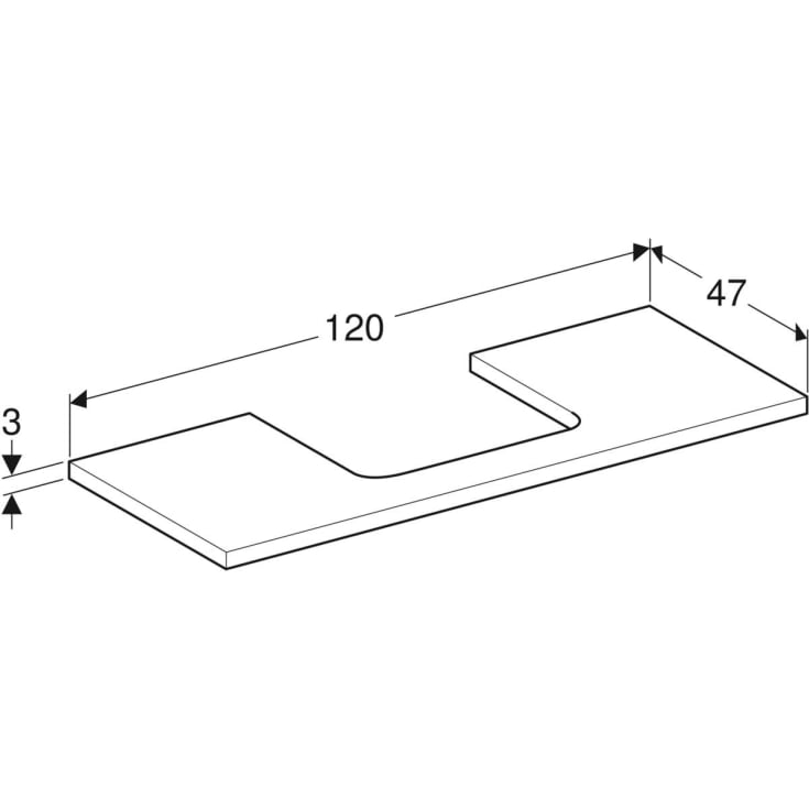 Geberit One benkeplate, 119x47,3 cm, eik