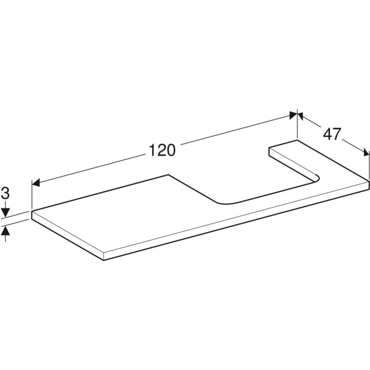 Geberit One bordplade, 119x47,3 cm, eg