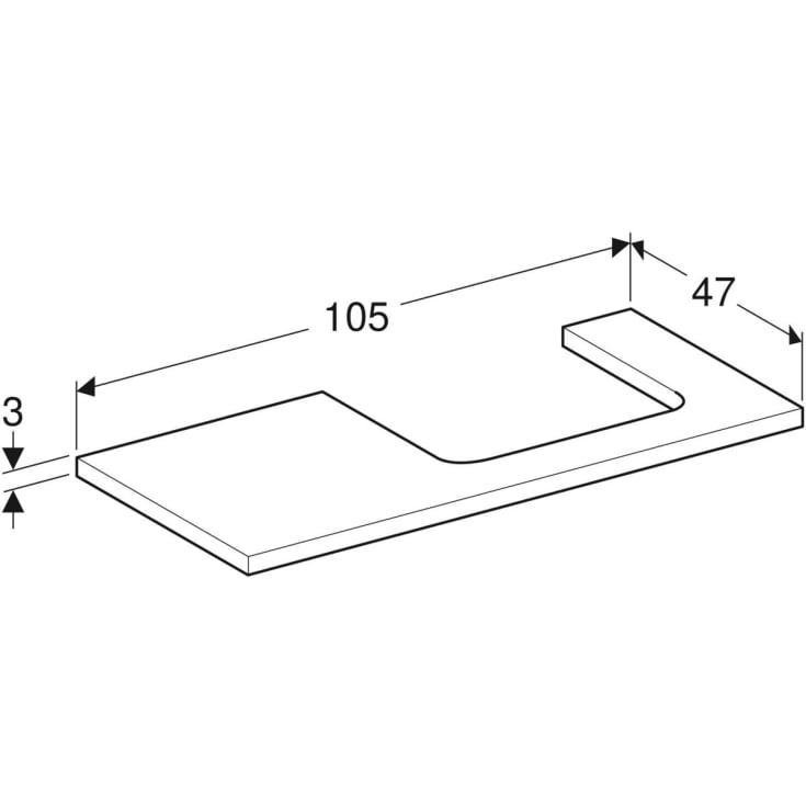 Geberit One bordplade, 104,2x47,3 cm, eg