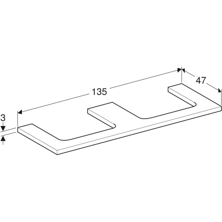 Geberit One bordplade, 133,8x47,3 cm, valnød