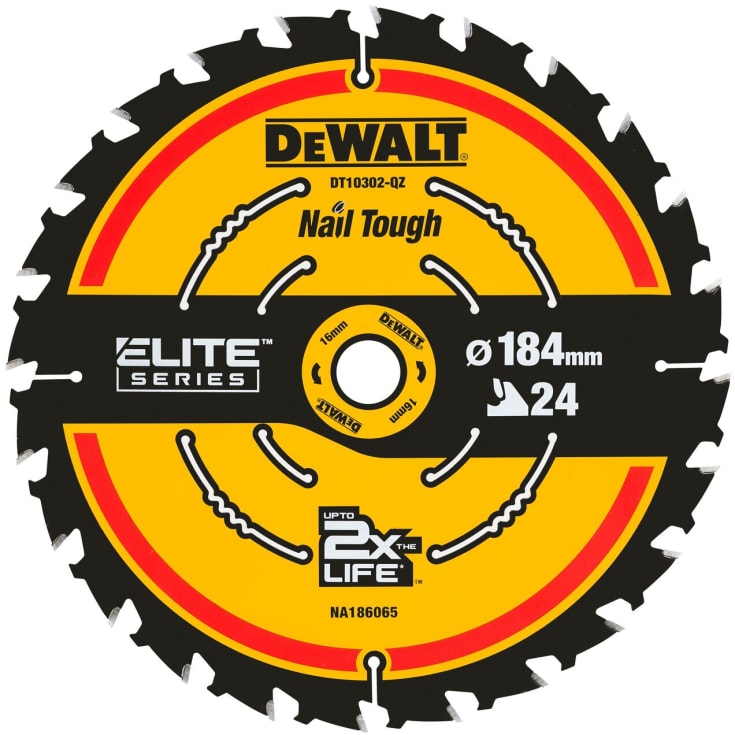 DeWalt Carbide Elite cirkelsågklinge, Ø184/16 mm, 24 tänder