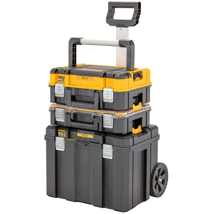 DeWalt TSTAK opbevaringssæt, IP54, med 3 kasser, hjul og teleskophåndtag